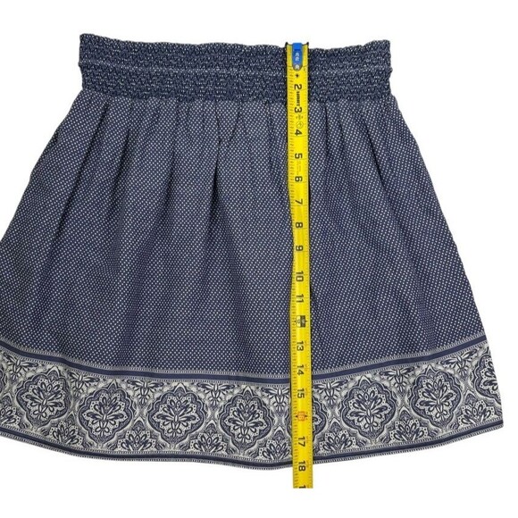 LOGG H&M Navy Polka Dot Paisley Cotton Smocked Skirt Boho Festival Airy Light 6 - Picture 10 of 12